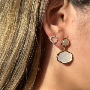 Set x2 Aretes perla cuarzo