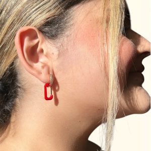 Aretes 2 en 1 bright red